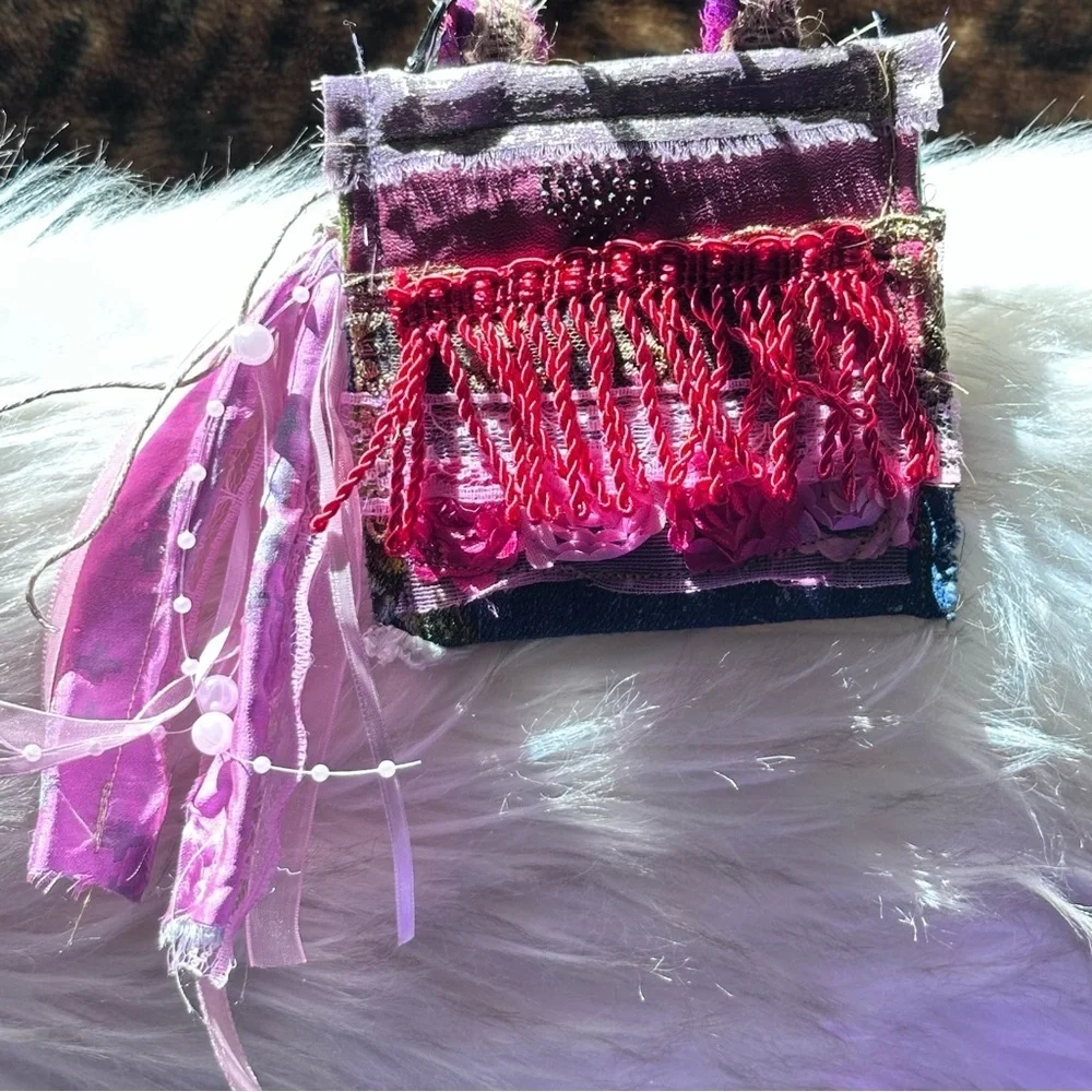 RUBYRUDI Necklace Purse, Hand Crafted, Amulet Wallet Pouch Artisan OOAK Signed